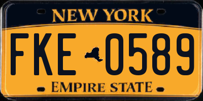 NY license plate FKE0589