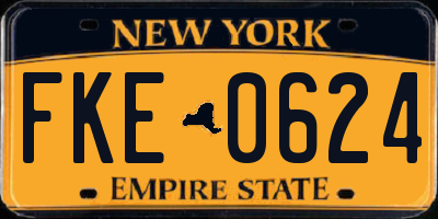 NY license plate FKE0624