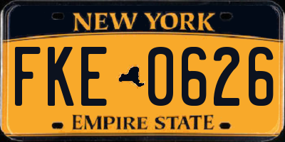 NY license plate FKE0626