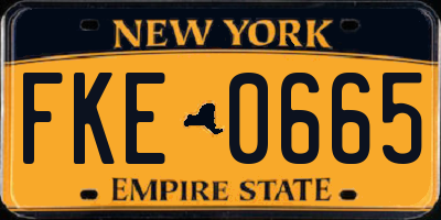 NY license plate FKE0665