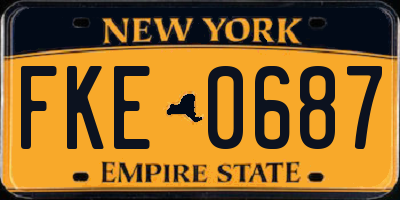 NY license plate FKE0687