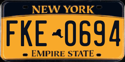 NY license plate FKE0694