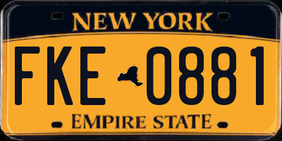 NY license plate FKE0881