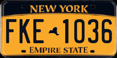 NY license plate FKE1036