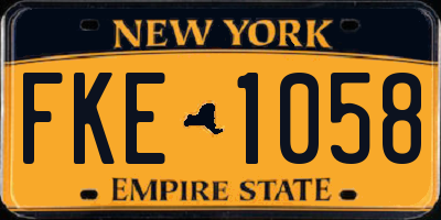 NY license plate FKE1058