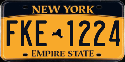 NY license plate FKE1224