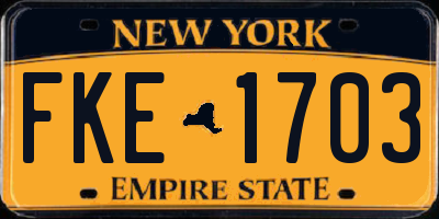 NY license plate FKE1703