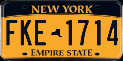 NY license plate FKE1714