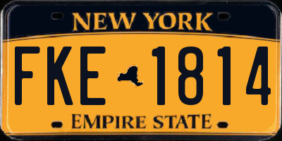 NY license plate FKE1814