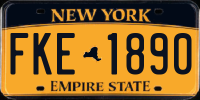 NY license plate FKE1890
