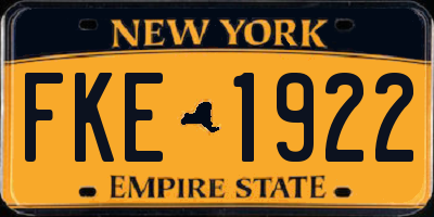 NY license plate FKE1922