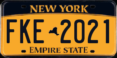 NY license plate FKE2021