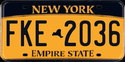 NY license plate FKE2036