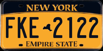 NY license plate FKE2122