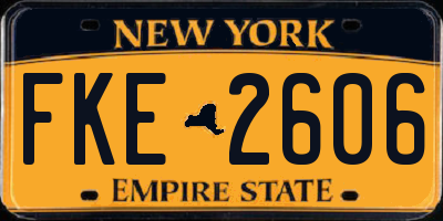 NY license plate FKE2606
