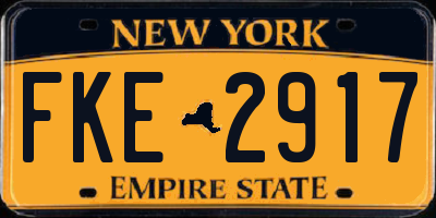 NY license plate FKE2917