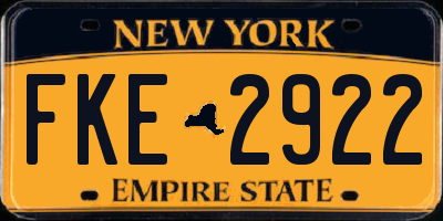 NY license plate FKE2922