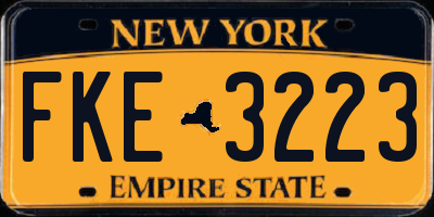 NY license plate FKE3223
