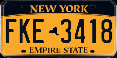 NY license plate FKE3418