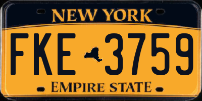 NY license plate FKE3759