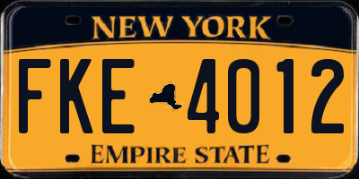 NY license plate FKE4012