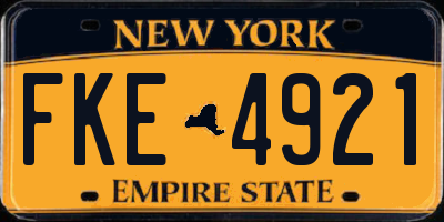 NY license plate FKE4921