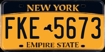 NY license plate FKE5673