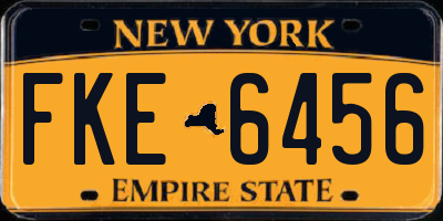 NY license plate FKE6456