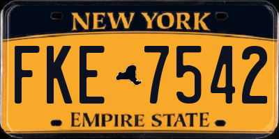 NY license plate FKE7542