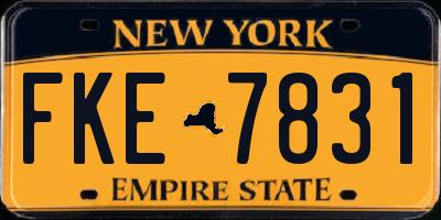 NY license plate FKE7831