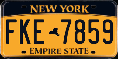 NY license plate FKE7859