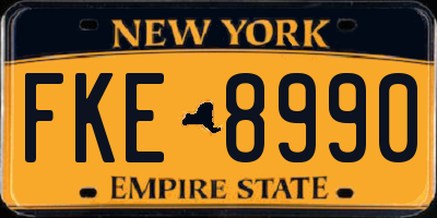 NY license plate FKE8990