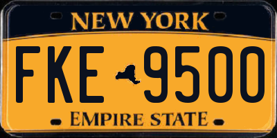 NY license plate FKE9500