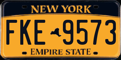 NY license plate FKE9573