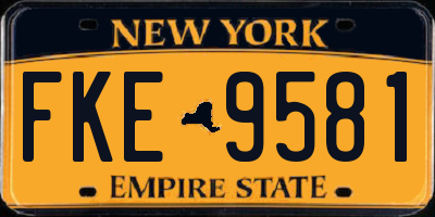 NY license plate FKE9581