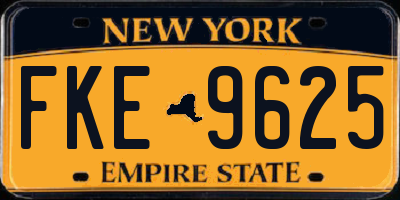 NY license plate FKE9625