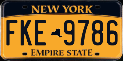 NY license plate FKE9786