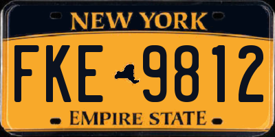 NY license plate FKE9812