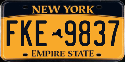 NY license plate FKE9837
