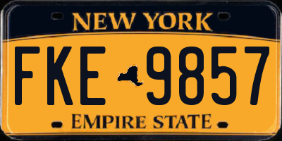 NY license plate FKE9857