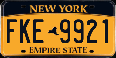NY license plate FKE9921