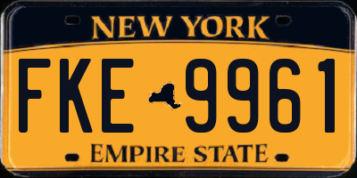 NY license plate FKE9961