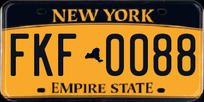 NY license plate FKF0088