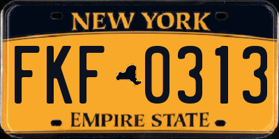 NY license plate FKF0313