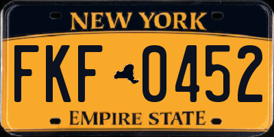 NY license plate FKF0452