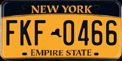 NY license plate FKF0466