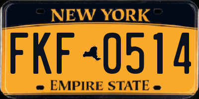NY license plate FKF0514