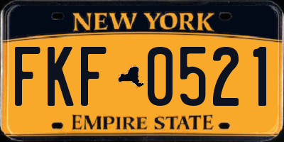 NY license plate FKF0521