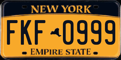 NY license plate FKF0999