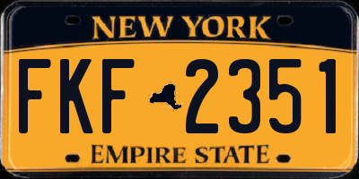 NY license plate FKF2351